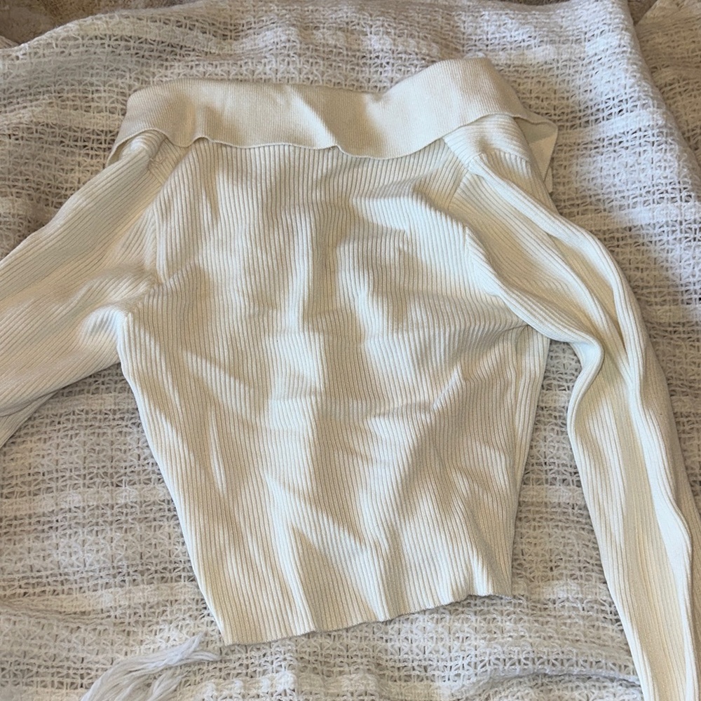 Cream Ribbed Zip-Up Cardigan - Picture 5 of 5